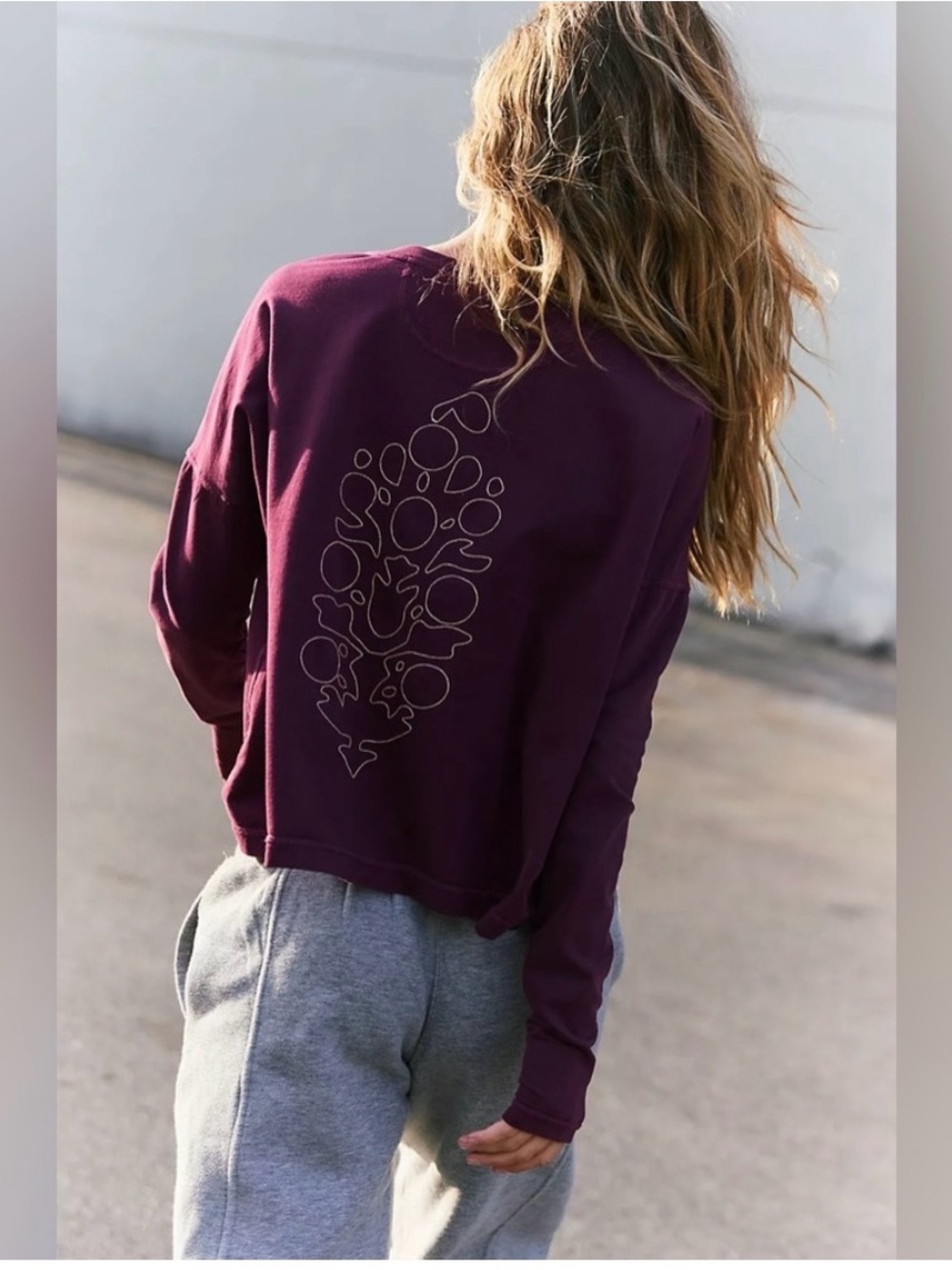 Free People Now Or Never Layer lightweight Sweatshirt top Deep Plum Extra small